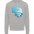 Curled Saint Lucia Flag Lucian Day Football Kids Sweatshirt Jumper Sports Grey
