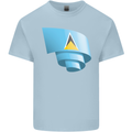 Curled Saint Lucia Flag Lucian Day Football Kids T-Shirt Childrens Light Blue