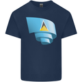 Curled Saint Lucia Flag Lucian Day Football Kids T-Shirt Childrens Navy Blue