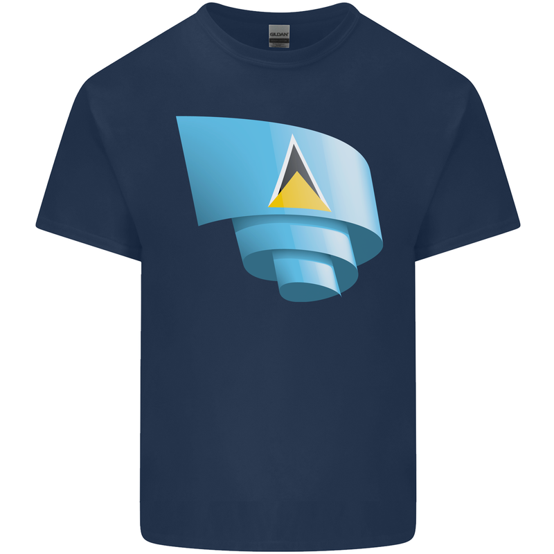 Curled Saint Lucia Flag Lucian Day Football Kids T-Shirt Childrens Navy Blue