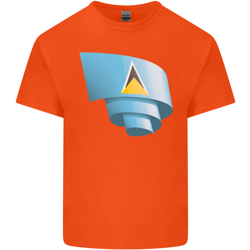 Curled Saint Lucia Flag Lucian Day Football Kids T-Shirt Childrens Orange