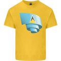 Curled Saint Lucia Flag Lucian Day Football Kids T-Shirt Childrens Yellow
