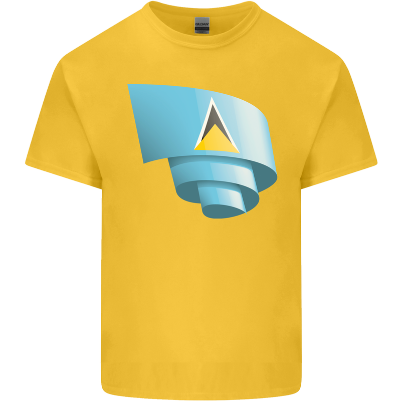 Curled Saint Lucia Flag Lucian Day Football Kids T-Shirt Childrens Yellow