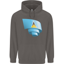 Curled Saint Lucia Flag Lucian Day Football Mens 80% Cotton Hoodie Charcoal