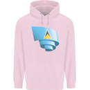 Curled Saint Lucia Flag Lucian Day Football Mens 80% Cotton Hoodie Light Pink