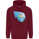 Curled Saint Lucia Flag Lucian Day Football Mens 80% Cotton Hoodie Maroon