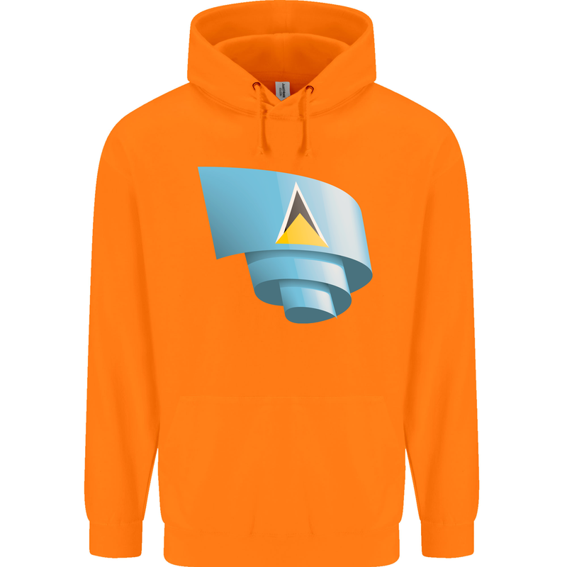 Curled Saint Lucia Flag Lucian Day Football Mens 80% Cotton Hoodie Orange