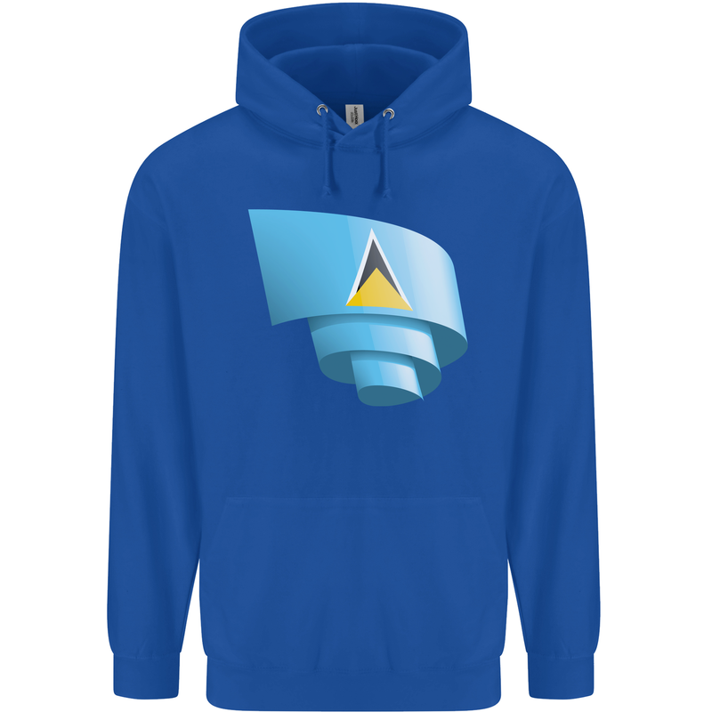 Curled Saint Lucia Flag Lucian Day Football Mens 80% Cotton Hoodie Royal Blue