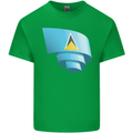 Curled Saint Lucia Flag Lucian Day Football Mens Cotton T-Shirt Tee Top Irish Green