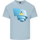 Curled Saint Lucia Flag Lucian Day Football Mens Cotton T-Shirt Tee Top Light Blue