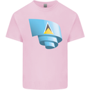 Curled Saint Lucia Flag Lucian Day Football Mens Cotton T-Shirt Tee Top Light Pink