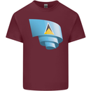Curled Saint Lucia Flag Lucian Day Football Mens Cotton T-Shirt Tee Top Maroon