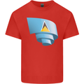 Curled Saint Lucia Flag Lucian Day Football Mens Cotton T-Shirt Tee Top Red