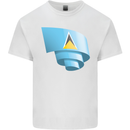 Curled Saint Lucia Flag Lucian Day Football Mens Cotton T-Shirt Tee Top White