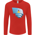 Curled Saint Lucia Flag Lucian Day Football Mens Long Sleeve T-Shirt Red