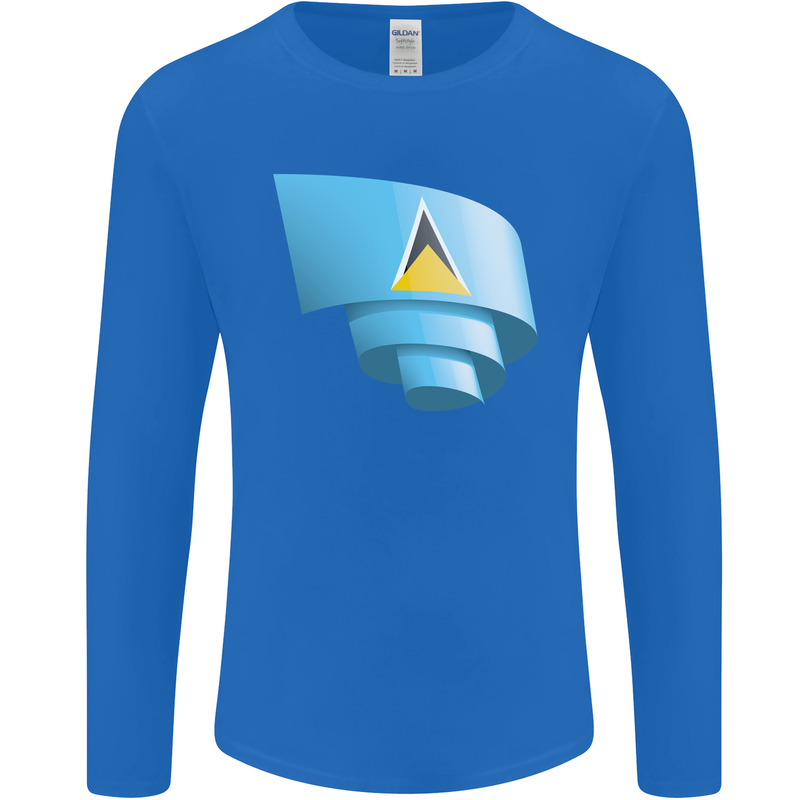Curled Saint Lucia Flag Lucian Day Football Mens Long Sleeve T-Shirt Royal Blue