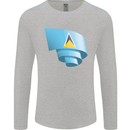 Curled Saint Lucia Flag Lucian Day Football Mens Long Sleeve T-Shirt Sports Grey