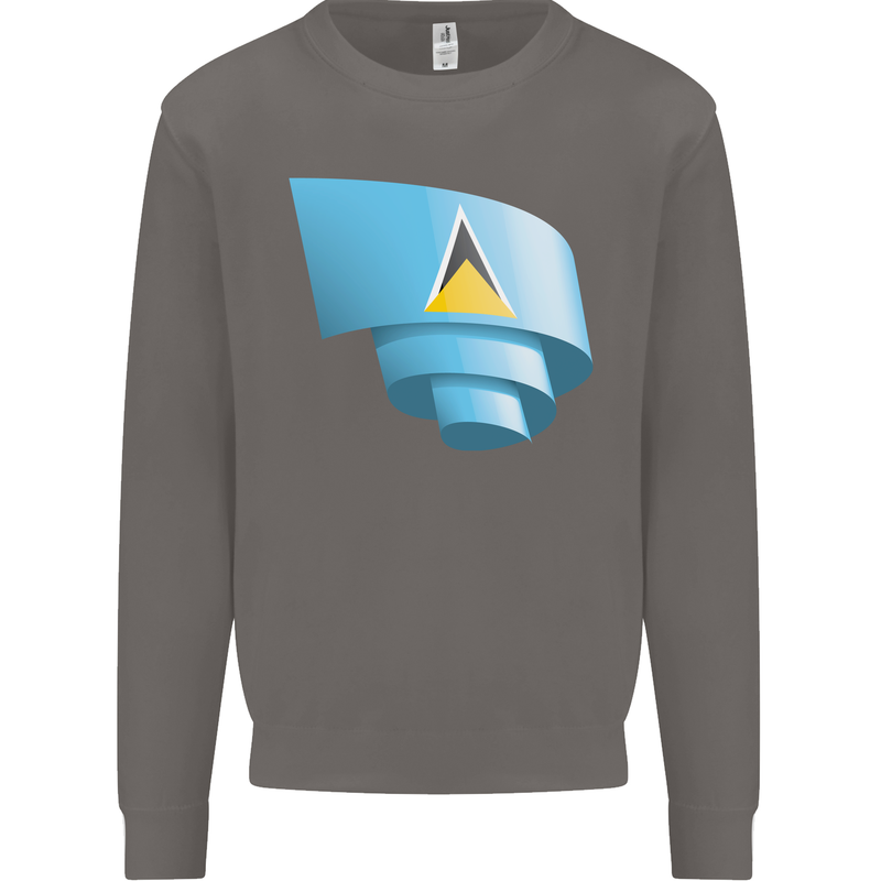 Curled Saint Lucia Flag Lucian Day Football Mens Sweatshirt Jumper Charcoal