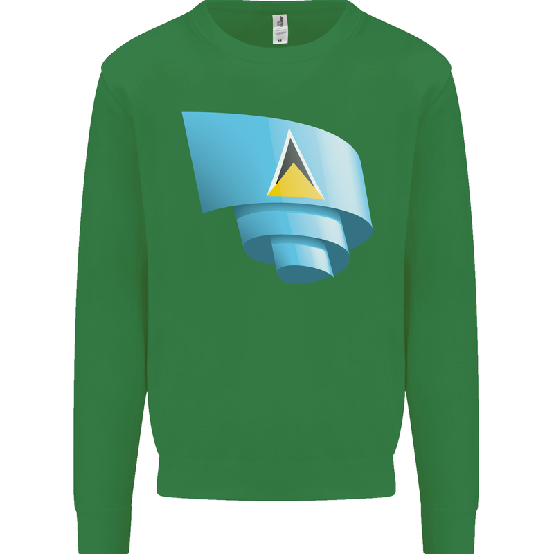 Curled Saint Lucia Flag Lucian Day Football Mens Sweatshirt Jumper Irish Green