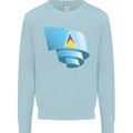 Curled Saint Lucia Flag Lucian Day Football Mens Sweatshirt Jumper Light Blue
