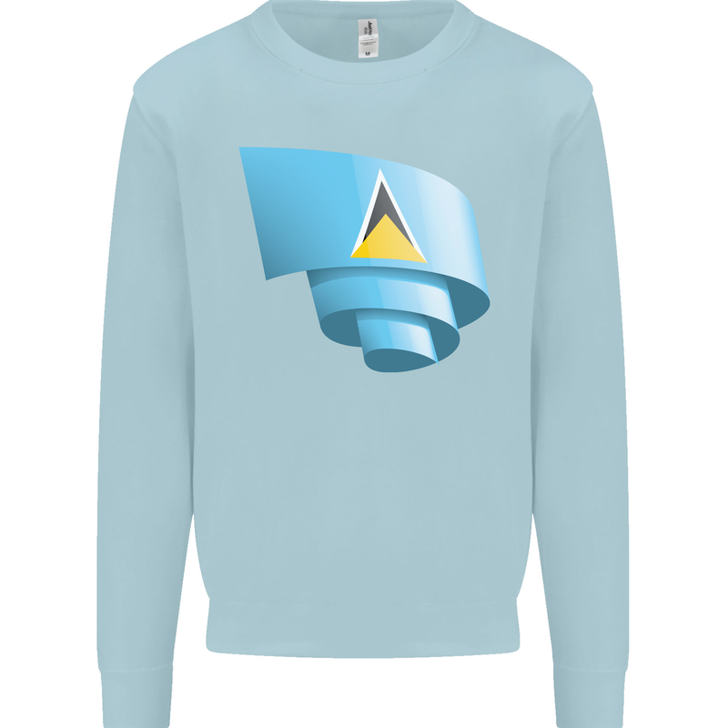 Curled Saint Lucia Flag Lucian Day Football Mens Sweatshirt Jumper Light Blue