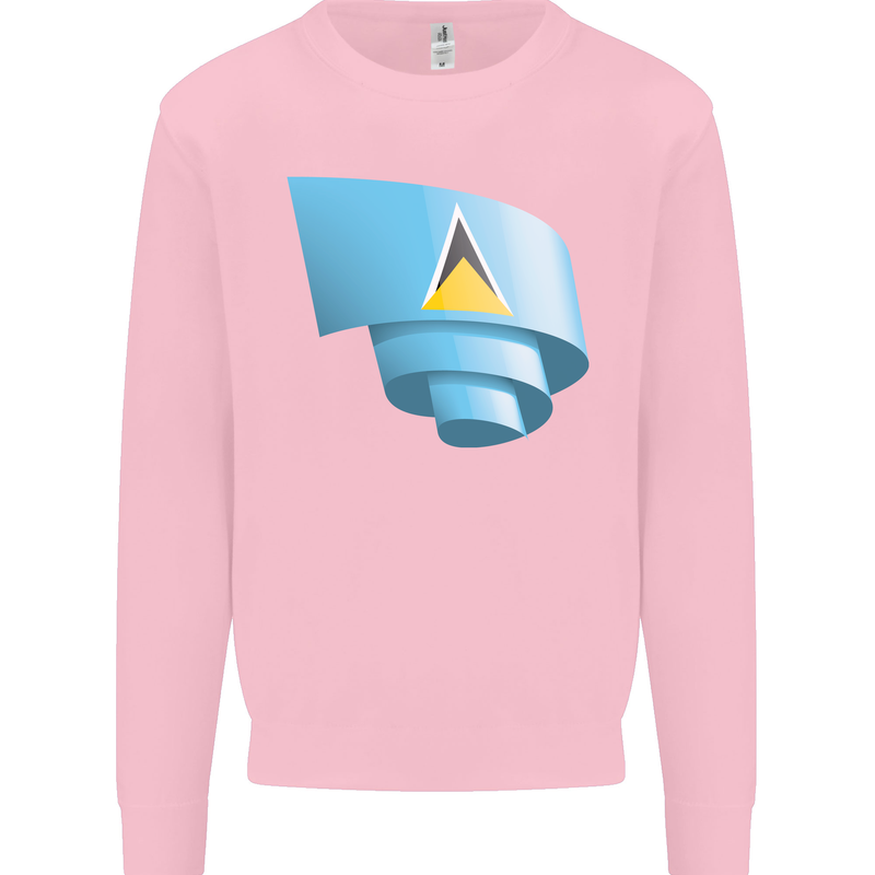 Curled Saint Lucia Flag Lucian Day Football Mens Sweatshirt Jumper Light Pink