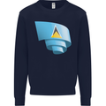 Curled Saint Lucia Flag Lucian Day Football Mens Sweatshirt Jumper Navy Blue