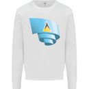 Curled Saint Lucia Flag Lucian Day Football Mens Sweatshirt Jumper White