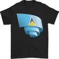 Curled Saint Lucia Flag Lucian Day Football Mens T-Shirt 100% Cotton Black