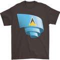 Curled Saint Lucia Flag Lucian Day Football Mens T-Shirt 100% Cotton Dark Chocolate