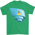 Curled Saint Lucia Flag Lucian Day Football Mens T-Shirt 100% Cotton Irish Green