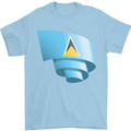 Curled Saint Lucia Flag Lucian Day Football Mens T-Shirt 100% Cotton Light Blue