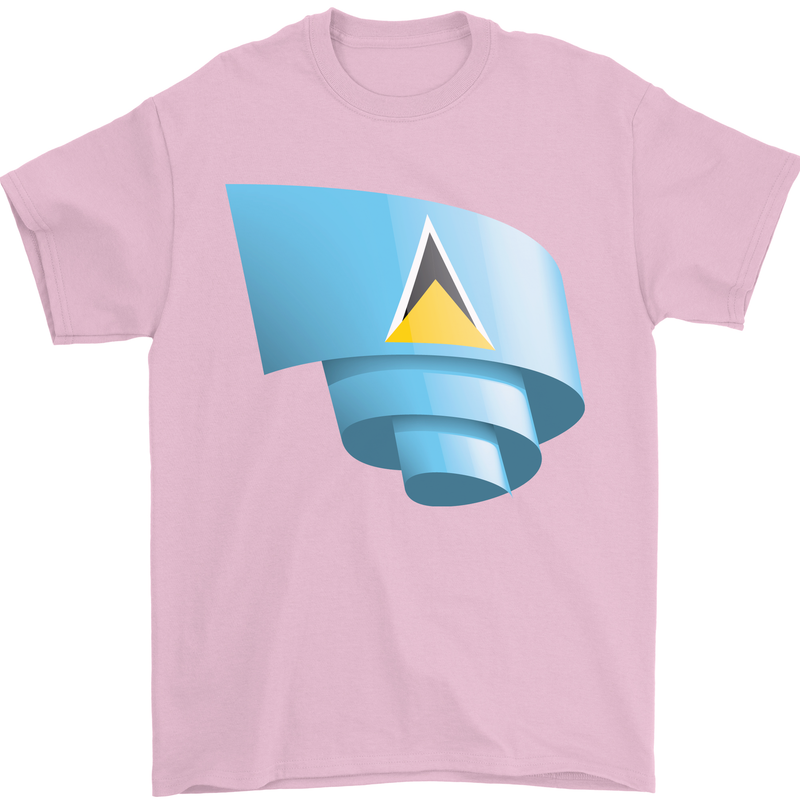 Curled Saint Lucia Flag Lucian Day Football Mens T-Shirt 100% Cotton Light Pink