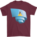 Curled Saint Lucia Flag Lucian Day Football Mens T-Shirt 100% Cotton Maroon
