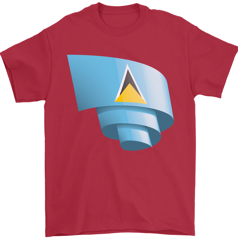 Curled Saint Lucia Flag Lucian Day Football Mens T-Shirt 100% Cotton Red