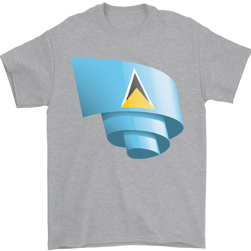Curled Saint Lucia Flag Lucian Day Football Mens T-Shirt 100% Cotton Sports Grey