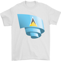 Curled Saint Lucia Flag Lucian Day Football Mens T-Shirt 100% Cotton White