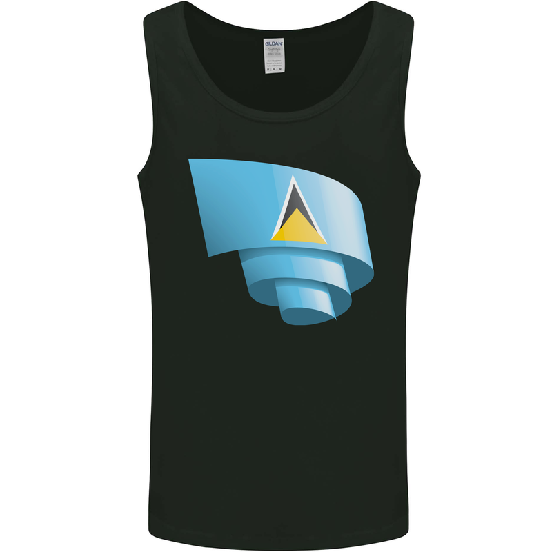 Curled Saint Lucia Flag Lucian Day Football Mens Vest Tank Top Black