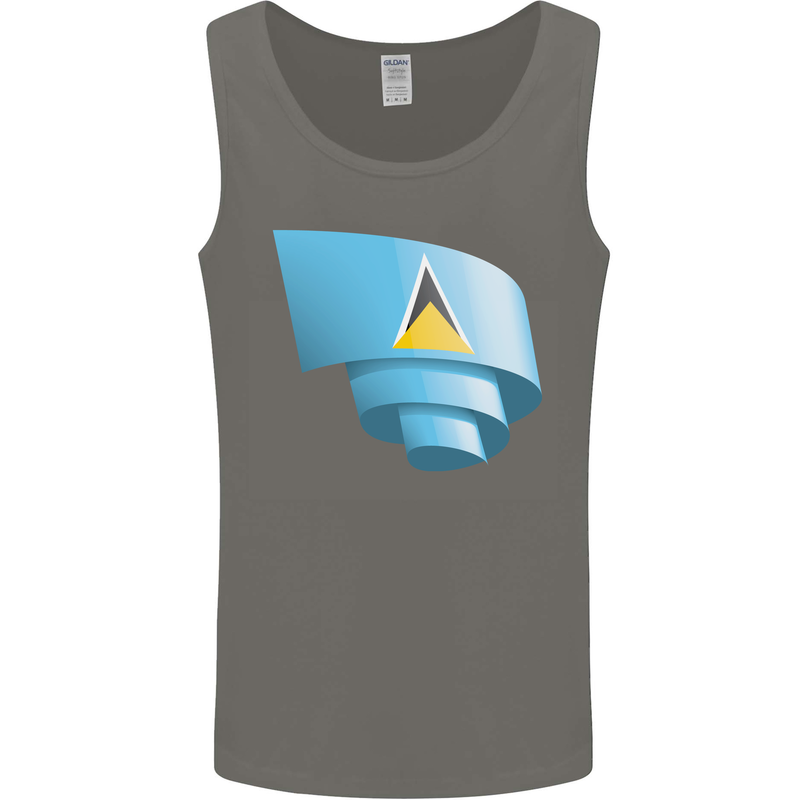 Curled Saint Lucia Flag Lucian Day Football Mens Vest Tank Top Charcoal