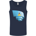 Curled Saint Lucia Flag Lucian Day Football Mens Vest Tank Top Navy Blue