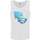 Curled Saint Lucia Flag Lucian Day Football Mens Vest Tank Top White