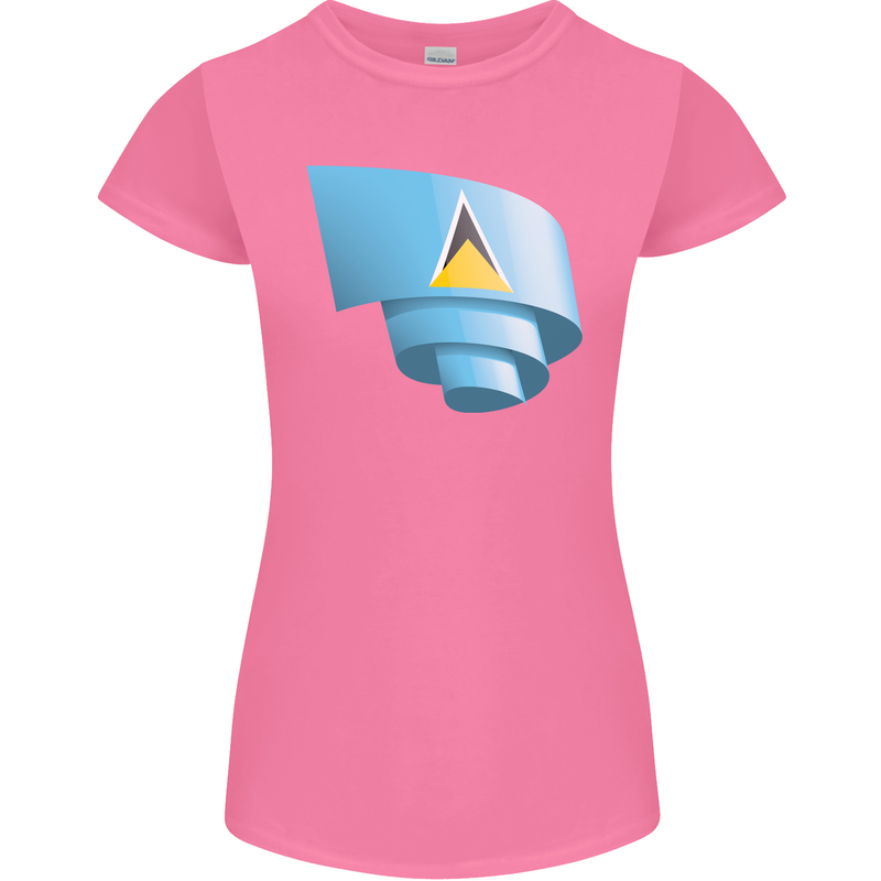 Curled Saint Lucia Flag Lucian Day Football Womens Petite Cut T-Shirt Azalea