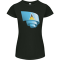 Curled Saint Lucia Flag Lucian Day Football Womens Petite Cut T-Shirt Black