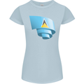 Curled Saint Lucia Flag Lucian Day Football Womens Petite Cut T-Shirt Light Blue