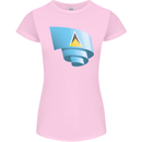 Curled Saint Lucia Flag Lucian Day Football Womens Petite Cut T-Shirt Light Pink