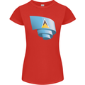 Curled Saint Lucia Flag Lucian Day Football Womens Petite Cut T-Shirt Red