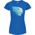 Curled Saint Lucia Flag Lucian Day Football Womens Petite Cut T-Shirt Royal Blue