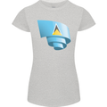 Curled Saint Lucia Flag Lucian Day Football Womens Petite Cut T-Shirt Sports Grey