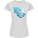 Curled Saint Lucia Flag Lucian Day Football Womens Petite Cut T-Shirt White