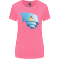 Curled Saint Lucia Flag Lucian Day Football Womens Wider Cut T-Shirt Azalea
